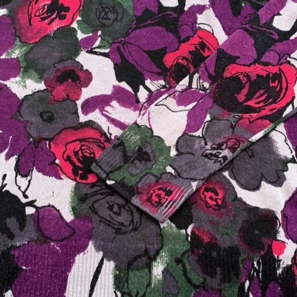 Ellen Tracy 100% Merino Wool Floral Print Sweater - Picture 6 of 7